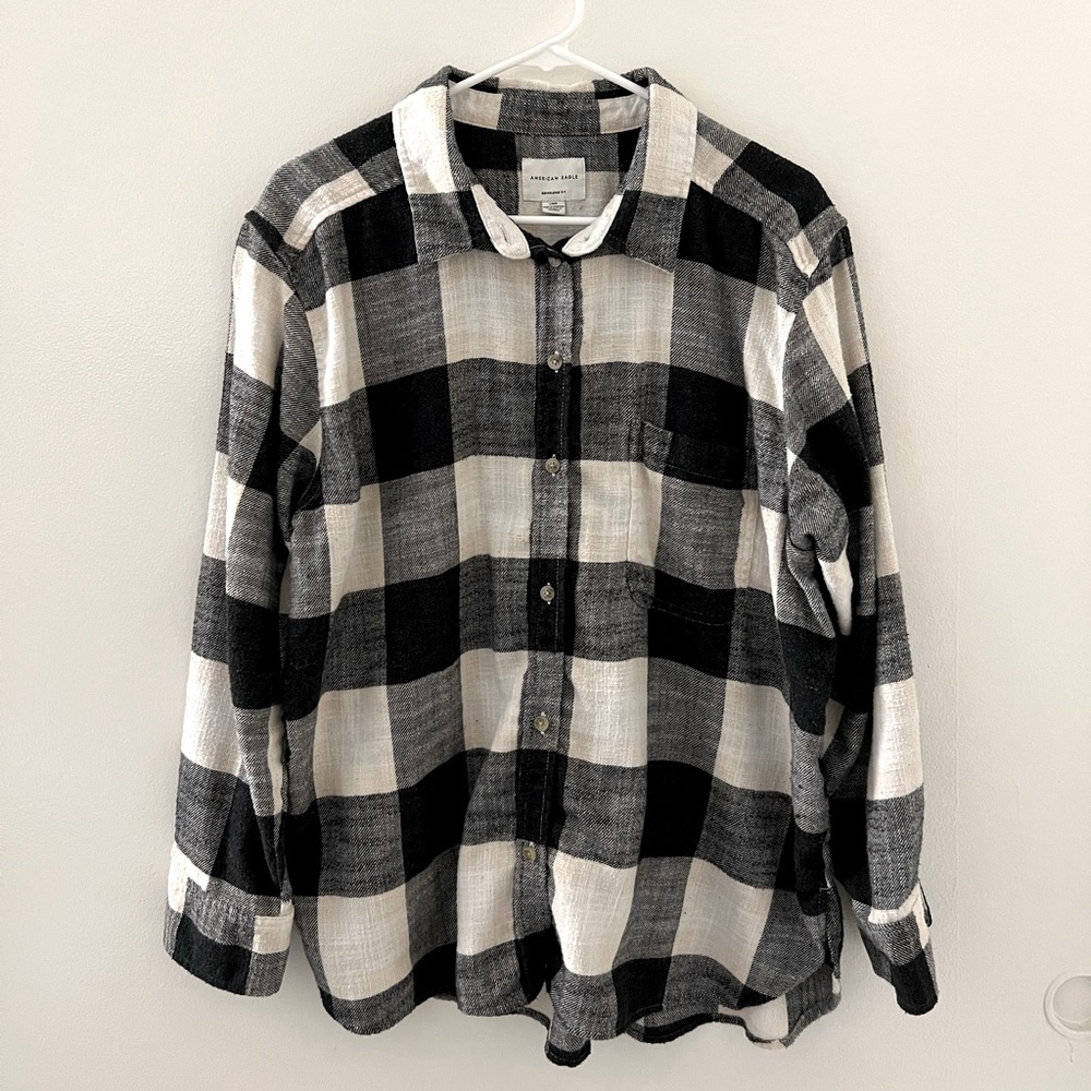 American Eagle Outfitters Black/Cream Flannel Shirt
